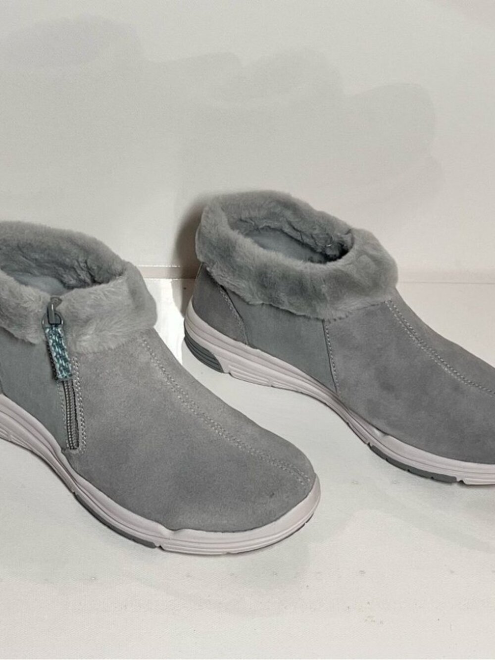 Ryka Water-Repellent Suede Faux Fur Anchorage Mid Ankle Boots